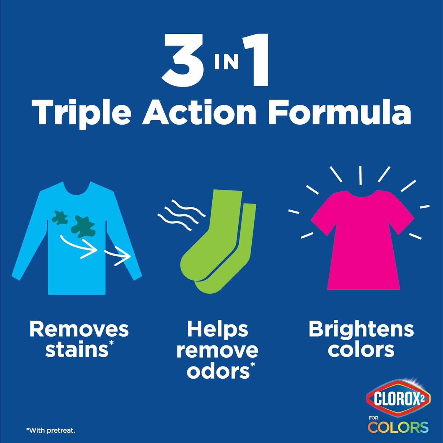 imageClorox 2 for Colors Clorox Laundry Additive Stain Remover Odor Eliminator and Color Brightener Additive Pods with Clean Linen Scent 20 Count  Package May Vary20 Count Pack of 1