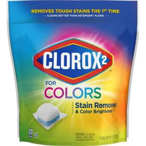 imageClorox 2 for Colors Clorox Laundry Additive Stain Remover Odor Eliminator and Color Brightener Additive Pods with Clean Linen Scent 20 Count  Package May Vary20 Count Pack of 1
