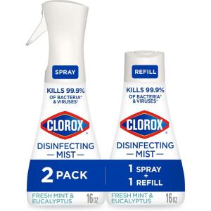imageClorox Disinfecting Mist Eucalyptus Peppermint Household Essentials 1 Spray and 1 Refill 16 oz Each