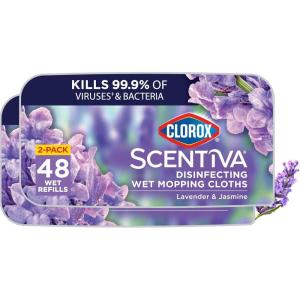 imageClorox Scentiva Disinfecting Wet Mop Pad Disposable Mop Heads MultiSurface Floor Wipes Lavender and Jasmine 2 Packs 24 Wet Refills Per Pack Package May Vary