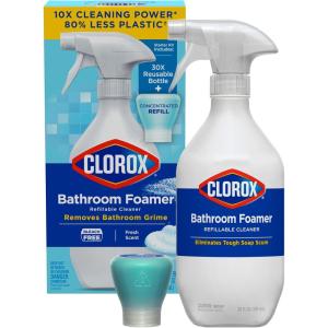 imageClorox Bathroom Foamer Refillable Cleaner Household Essentials 1 Bottle and 1 Refill Fresh Scent 113 Fl Oz