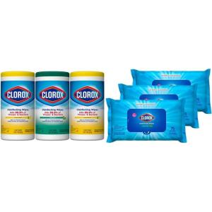 imageClorox Disinfecting Wipes Value Pack 3x 75ct Crisp Lemon and Fresh Scent Canister and 3x 75ct Easy Pull Moisture Seal Pack75 Count Pack of 6