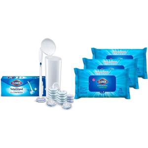 imageClorox ToiletWand Disposable Toilet Cleaning System With Storage Caddy and Refill Heads and Clorox Disinfecting Wipes With Moisture Lock Lid Bundle