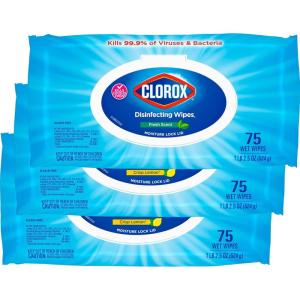 imageClorox Disinfecting Wipes Bleach Free Cleaning Wipes Household Essentials 75 Wipes Pack Of 3 Fresh Scent Package May Vary