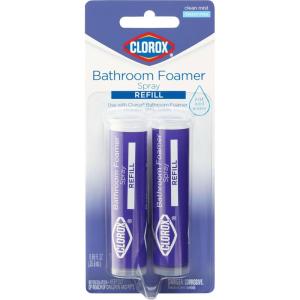 imageClorox Bathroom Foamer Refill Cartridge for Clorox Bathroom Foamer Reusable Spray Bottle Household Essentials Two Refill Cartridges 066 Ounces Package May Vary