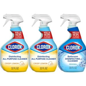 imageClorox Disinfecting AllPurpose Cleaner 32 Oz and Disinfecting Bathroom Cleaner Household Essentials 30 Oz Pack of 33133 Fl Oz Pack of 3