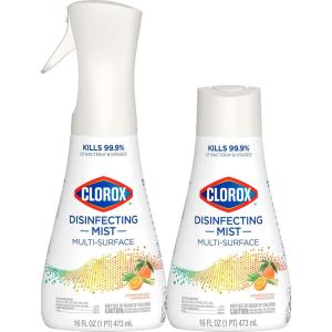 imageClorox Disinfecting Mist Lemongrass Mandarin Household Essentials 1 Sprayer Bottle and 1 Refill 16 Fl Oz Each