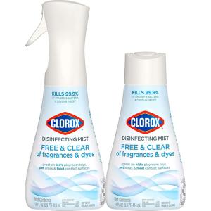 imageClorox Free ampamp Clear Disinfecting Mist Household Essentials 1 Spray Bottle and 1 Refill 14 Fl Oz Each