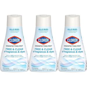 imageClorox Free ampamp Clear Disinfecting Mist Refill Household Essentials Fragrance Free 14 Fluid Ounces Pack of 3