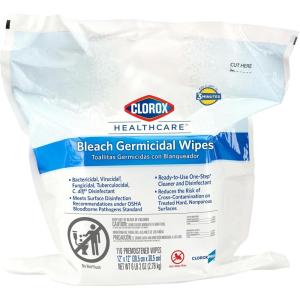 imageClorox Healthcare Bleach Germicidal Wipes Refill for Bucket 110 Count Pouch Package May Vary