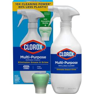 imageClorox MultiPurpose Cleaner System Starter Kit Household Essentials 1 Bottle and 1 Refill Crisp Lemon 113 Fl Oz