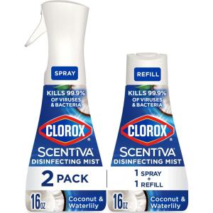 imageClorox Scentiva Disinfecting Mist Coconut and Waterlily 1 Spray and 1 Refill 16 oz Each