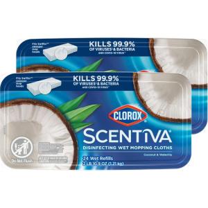 imageClorox Scentiva Disinfecting Wet Mop Pad Disposable Mop Heads Coconut and Waterlily 2 Packs 24 Wet Refills Per Pack Package May Vary