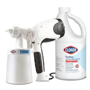 imageClorox Turbo Handheld Power Sprayer and Disinfectant Cleaner for Small Businesses Lightweight Power Sprayer Industrial Cleaning Hospital Cleaning 64 Ounce BundleBundle