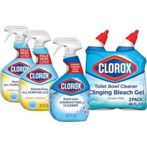 imageClorox Disinfecting AllPurpose Cleaner and Disinfecting Bathroom Cleaner Pack of 3 and Toilet Bowl Cleaner Clinging Bleach Gel Ocean Mist Pack of 2 BundleOcean Mist  Crisp Lemon